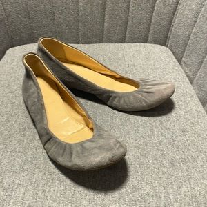 Gray suede flats